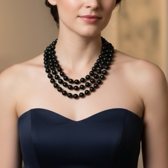 None Jewelry - 🧚🏻♀️ 3 Black Beaded Necklaces 30”